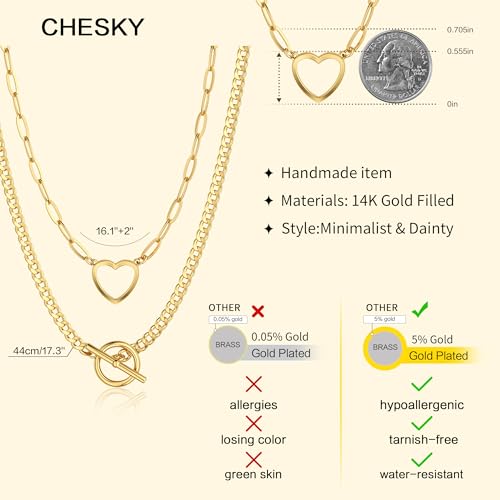CHESKY Cross Necklace for Women Trendy, Dainty 14K Gold Plated Paperclip Charm Necklace for Womens Chunky Cross Pendant Necklace Gold Jewelry Religious Christian Gifts for Christians - color: LOVE-GD