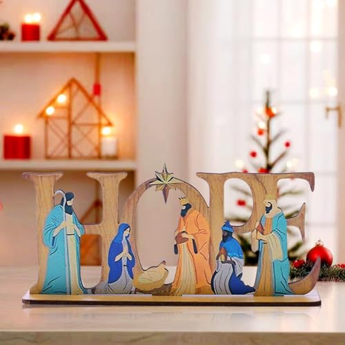 Nativity of Jesus Decorative Sign with Slip Proof Base Nativity Scene Table Centerpiece Decoration Ornament Gifts for Easter Christmas