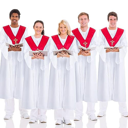 Toulite 6 Pcs Choir Robes for Church Adults - color: White, size: Size 45