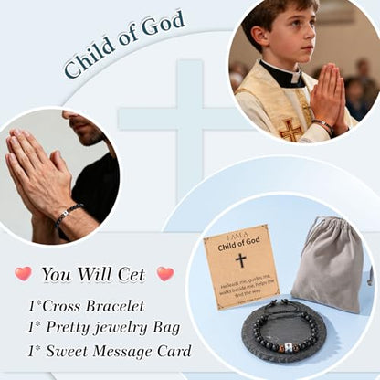 Cross Bracelet Beads Christian Bracelet for Boys Birthday Religion Gifts - style: A of God
