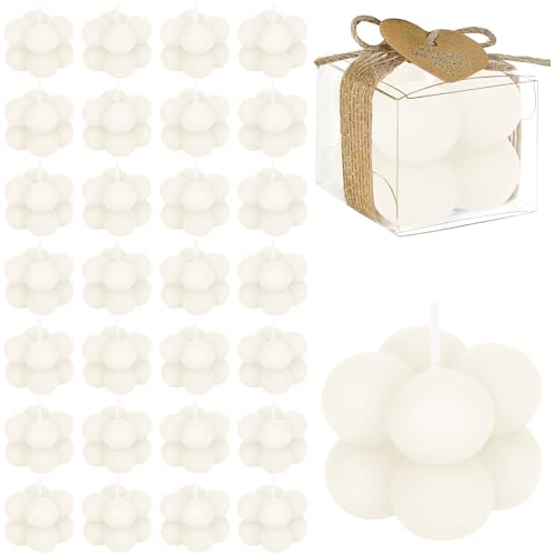 30 Sets Mini Bubble Candles Wedding Favors for Guests, 1.57" Soy Wax Candle - color: Ivory