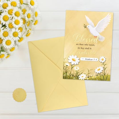 Religious Sympathy Card for Loss of Loved (White Dove & Daisy) - color: 1-Pigeon
