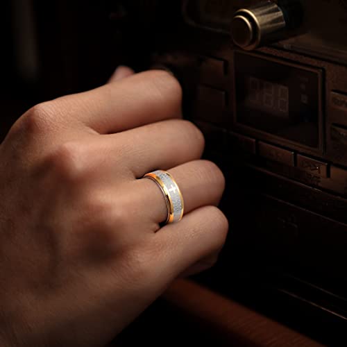 King Will 8mm Black/Gold/Silver Prayer Stainless Steel Ring - color: Gold & Silver