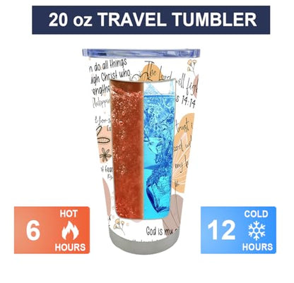 Christian Gifts for Women, Christian Bible Verse Affirmations Tumbler 20 oz, Stainless Steel Vacuum Insulated Coffee Mug with Lid and Straw Double Wall Travel Cup for Hot and Cold Drinks