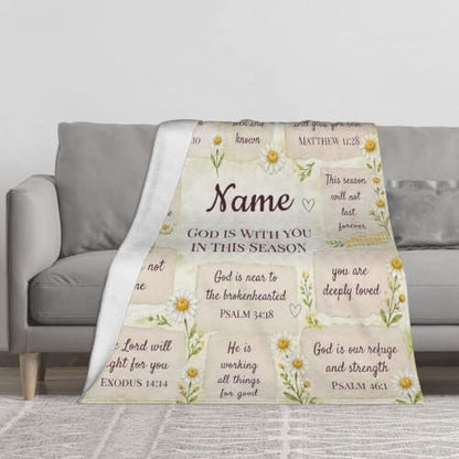 Personalized Christian Blanket for Women, Custom Name Scripture Throw Blanket with Bible Verse, Religious Faith Gift for Mom Daughter Sister Friend, Sympathy Birthday Christmas Baptism Gift - color: Background Pattern 7