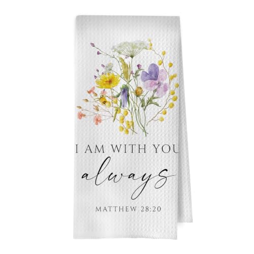 Bible Christian Kitchen Towels - Christian Bible Verse Decorative Waffle Weave Dish Towels, Christian Gifts for Women, Floral Hand Towels for Bathroom Kitchen, 16×24 Inches - color: Christian- 01