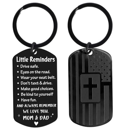 Keychain for Men Boys, Dog Tag Style Key Chain, Black Key Rings Birthday Christmas Veteran Day Gifts - style: Drive Safe
