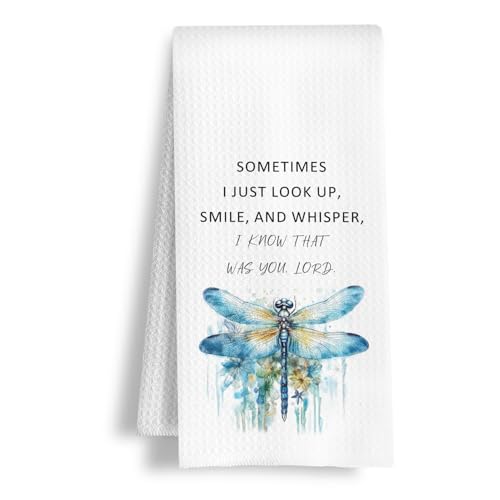Christian Dragonfly Kitchen Towels, Inspirational Bible Verse Dish Tea Towels, Religious Faith Based Gifts Decorative Hand Towel for Bathroom Kitchen, 16x24 Inch - color: I Know That Was You, Lord