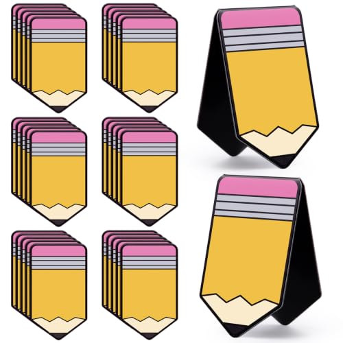 Eaasty 60 Pcs Back to School Magnetic Bookmarks Bulk Pencil Magnet Book Page Marks Clips for Students Teachers First Day of School Classroom Rewards Office Supplies Home Reading Favor - style: Pencil