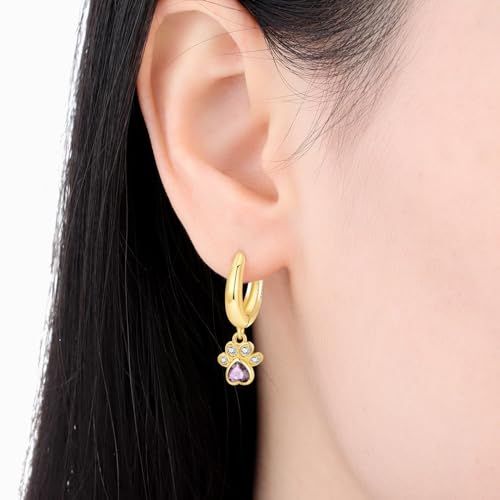 925 Sterling Silver Hoop Earrings Drop Dangle Earrings for Women Hypoallergenic Earring Trendy Huggie Earring Cute Graduation Birthday Gifts Jewelry for Women - color: Cat paw earrings