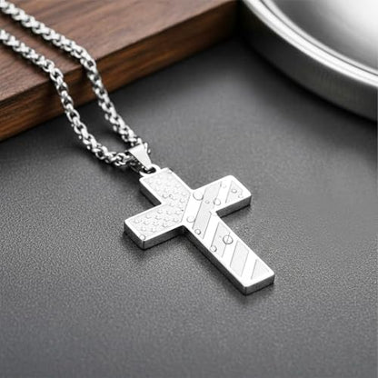 Gifts for Men, Cross Pendant for Car Rearview Mirror Hanging, Silver