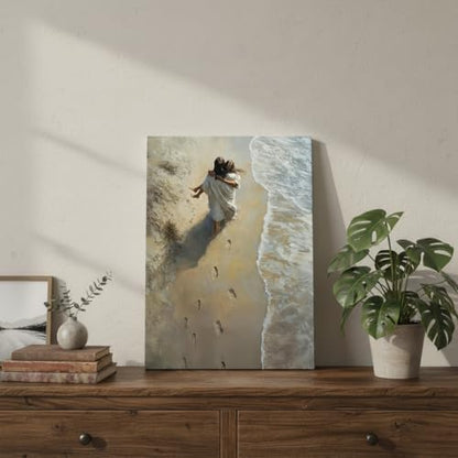 YOXORDQ Jesus Holding Woman Canvas Wall Art,12x16in Framed - color: Jesus Woman, size: 16"L x 12"W