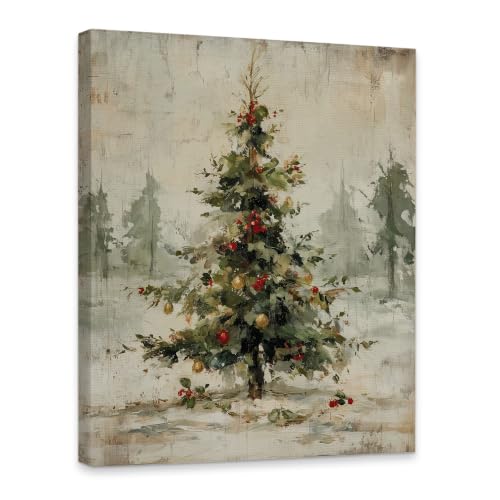 KSDUT Vintage Christmas Pine Tree Framed Wall Art 11x14 Inch - color: Christmas-16