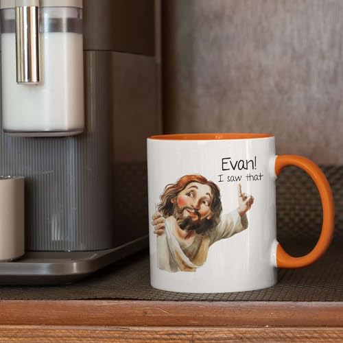 I Saw That Jesus Mug, Customized Christian Humor Ceramic Cup, Custom Name Funny Jesus Mug, Christian Themed Coffee Cup 11oz 15oz, Personalized Religious Mug, Gift For Mom Dad - color: XUA-324-1561-JESUS I SAW THAT MUG