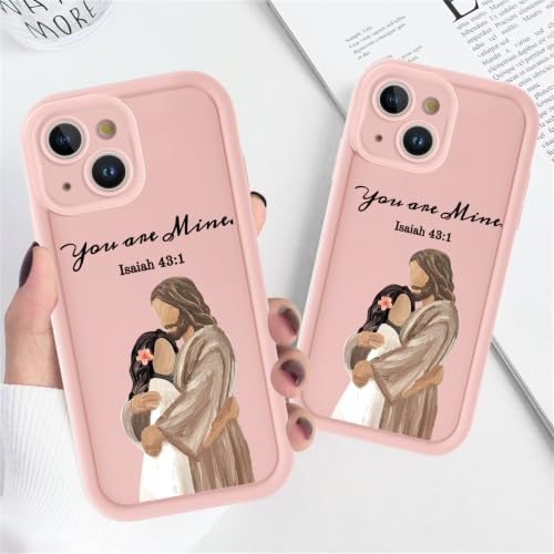 for iPhone 15 Pro Max 6.7'' Cute Bible Verse Hug Phone Case - color: Pink-You Are Mine, size: iPhone 15 Pro Max
