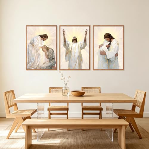 CHDITB 3D Textured Framed Jesus Embrace Woman Christian Healing Wall Art - color: 3D jesus religious wall art (large), size: 24"L x 36"W
