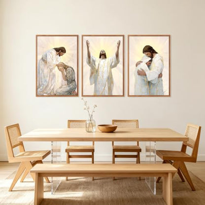CHDITB 3D Textured Framed Jesus Embrace Woman Christian Healing Wall Art - color: 3D jesus religious wall art (large), size: 24"L x 36"W