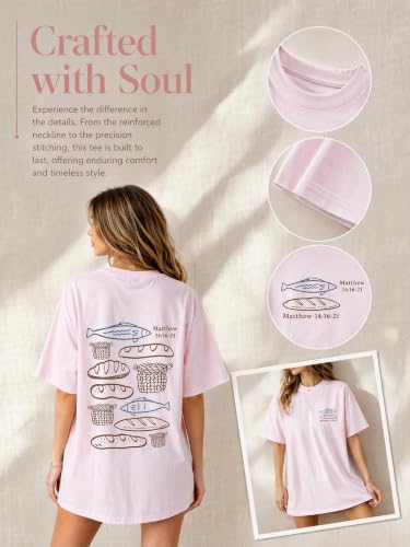 Muicy Women's Christian T Shirt Faith Based Tees Bible Verse Shirts Short Sleeve Summer Graphic Tees - color: Pink, size: Small