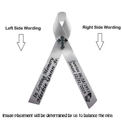 Personalized Memorial Service Funeral Ribbon Pins 20 Cross Religious Celebration of Life Custom Made Awareness Remembrance Anniversary Death Cross Sympathy Name Angel - color: Orange
