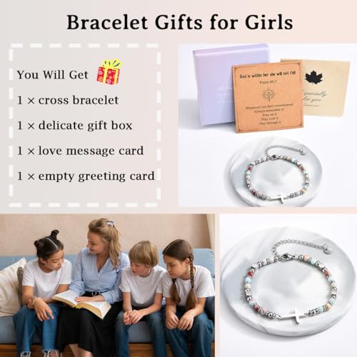 Christian Gifts for Women Girls, Religious Cross Bracelet - color: God is within her