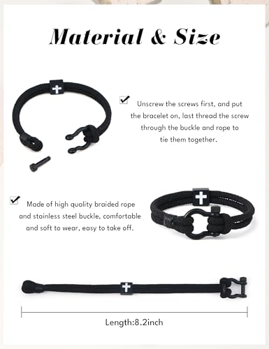 Giovanchi Christian Cross Bracelet for Men Him Dad Father Godfather Grandfather Grandpa Husband, Inspirational Faith Based Jesus Bracelets Gifts for Easter Basket Stuffers - style: Always Remember