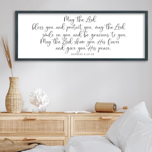 FZMHASLWW Christian Wall Art Numbers 6:24-26, Black, 32"×12" - color: Numbers 6:24-26 Scripture (Black), size: 32"L x 12"W