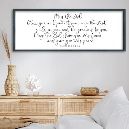 FZMHASLWW Christian Wall Art Numbers 6:24-26, Black, 32"×12" - color: Numbers 6:24-26 Scripture (Black), size: 32"L x 12"W