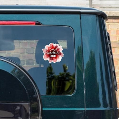 Covered by The Blood of Jesus Sticker Vinyl 5 inches, Christian Christ Religion, Bumper Sticker Decal, Jesus car Window Decal, Waterproof Vinyl Decals for Car, Laptops, Windows etc
