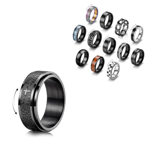 IRONBOX Stainless Steel Spinner Fidget Rings Set for Men Women