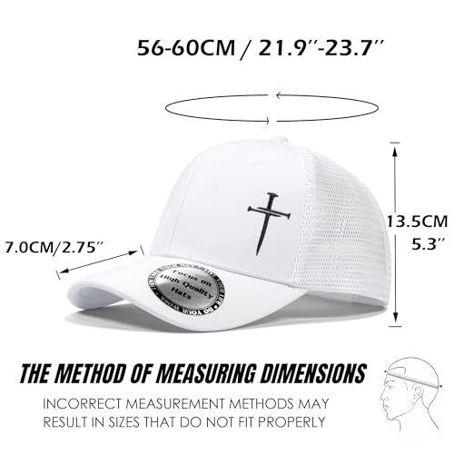 Christian Hats for Men Women,Jesus 3 Nail Cross Hat Christian Religious Gifts for Birthday/Christmas - color: 05.white-01