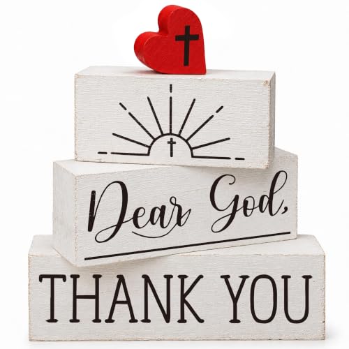 Christian Dear God Thank You Gifts Religious Farmhouse Table Decor for Home