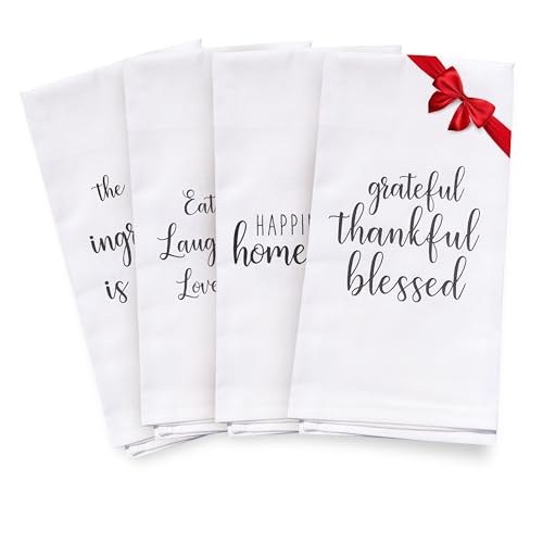 Cotton Kitchen Towel Decorative Set - Funny Hand, Dish or Tea Towels for Any Decor, Gift for Housewarming, Hostess, Christmas, Mothers Day, Birthday - size: Cute Sayings