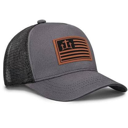 Christian Jesus Cross Trucker Hat Faith Hats for Men Women Religious Gifts - color: A-gray