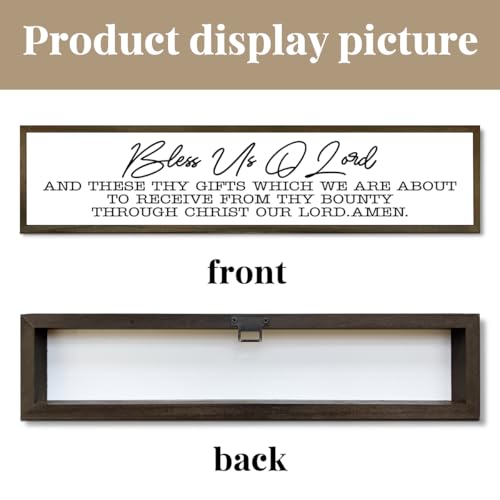 Rustic Farmhouse Kitchen Sign – 'Bless Us O Lord and These Thy Gifts' Wooden Prayer Wall or Table Decor for Dining Room, Religious Home Blessing Decor, Housewarming Gift