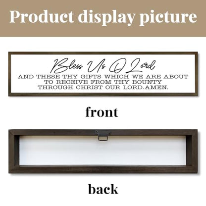 Rustic Farmhouse Kitchen Sign – 'Bless Us O Lord and These Thy Gifts' Wooden Prayer Wall or Table Decor for Dining Room, Religious Home Blessing Decor, Housewarming Gift