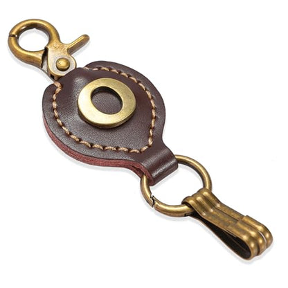 Initial Letter Keychain Brown Leather Alphabet Keychain with Easy Clasp, Key Car Key Bag Key Ring for Women Mens - color: O