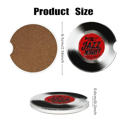 Ceramic Car Cup Coasters 2PCS - Jazz Night - color: Jazz Night