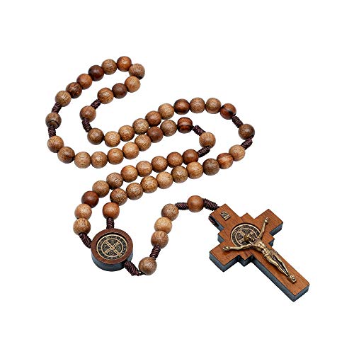 Intercession Mens St Bennedict Large Rosary - style: Walnut