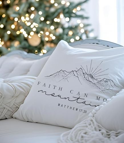 Bible Pillow Cover 18x18, Christian Home Decor - color: White