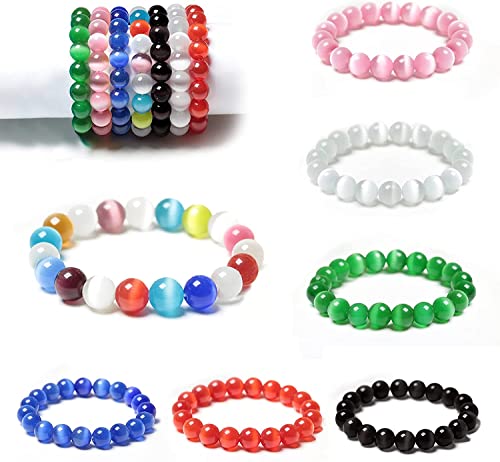 Green Cat Eye Beads 10mm Round Gemstone Loose Beads for Jewelry Making - color: Light Green, size: 10mm (35pcs)