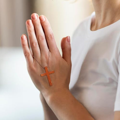 Wood Cross Necklace Bulk Set, Wooden Cross Pendant with Cord - color: 50 Pcs