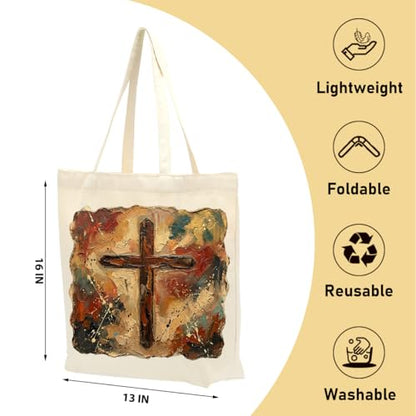 Faith Canvas Tote Bag, Christian Gifts for Women Mama Sister Inspirational Bible Verse Birthday Christmas - color: Western Cowboy 862
