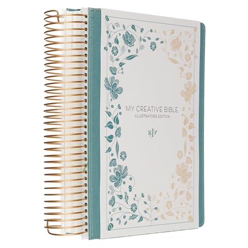 KJV Holy Bible, My Creative Bible - Illustrators Edition, King James Version, Journaling Space, Spiral Bound Hardcover Debossed Vegan Leather, Teal Blue