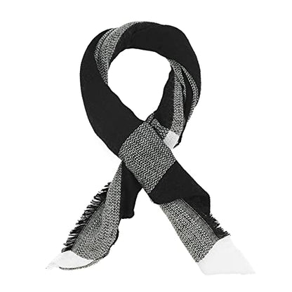 American Trends Scarfs for Women Winter Triangle Scarf Classic Plaid Warm Scarf Soft Scarves Knitted Wrap Shawl - color: Triangle Black & White