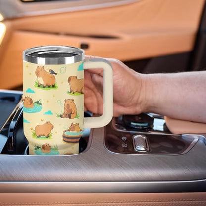 Christian Gifts for Women 40oz Tumbler - Insulated Travel Mug with Handle (Capybara1, 40 Ounces) - color: Capybara1