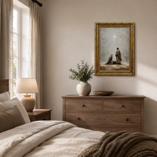 Nativity Scene Canvas Wall Art Framed Christian Rustic Artwork 16x12 Inch - color: Nativity Scene Canvas 25, size: 16"L x 12"W