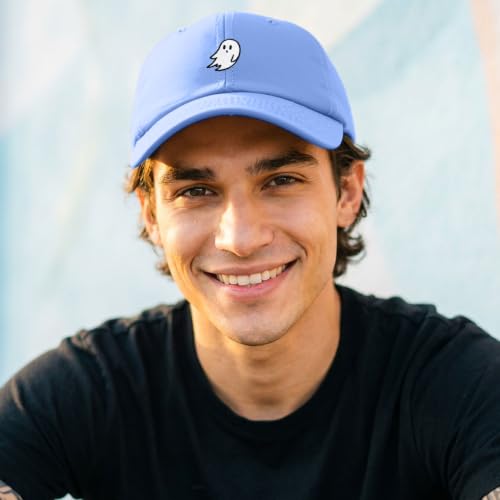 DALIX Ghost Embroidered Mens Womens Cotton Dad Hat Baseball Cap Adjustable - color: Light Blue