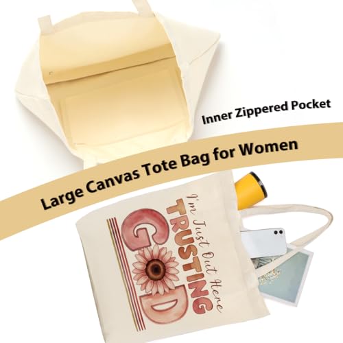 Christian Gifts for Women, Canvas Tote Bag, Faith Gifts for Women Girl Sister Inspirational Religious Gift Birthday - color: Pastel Religious 766