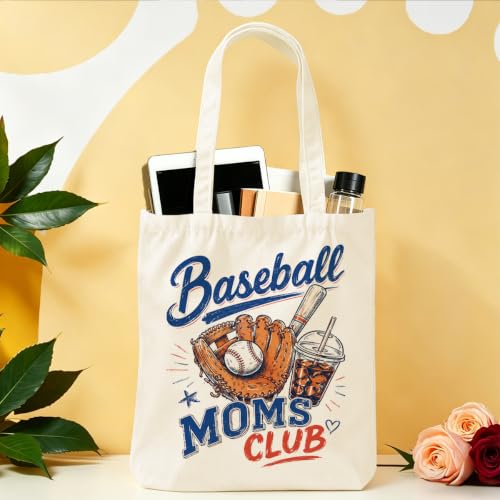Baseball Soccer Softball Mama Canvas Tote Bag, Christian Tiger Duck Shoulder Bag - color: Baseball Moms 531