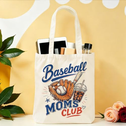 Baseball Soccer Softball Mama Canvas Tote Bag, Christian Tiger Duck Shoulder Bag - color: Baseball Moms 531